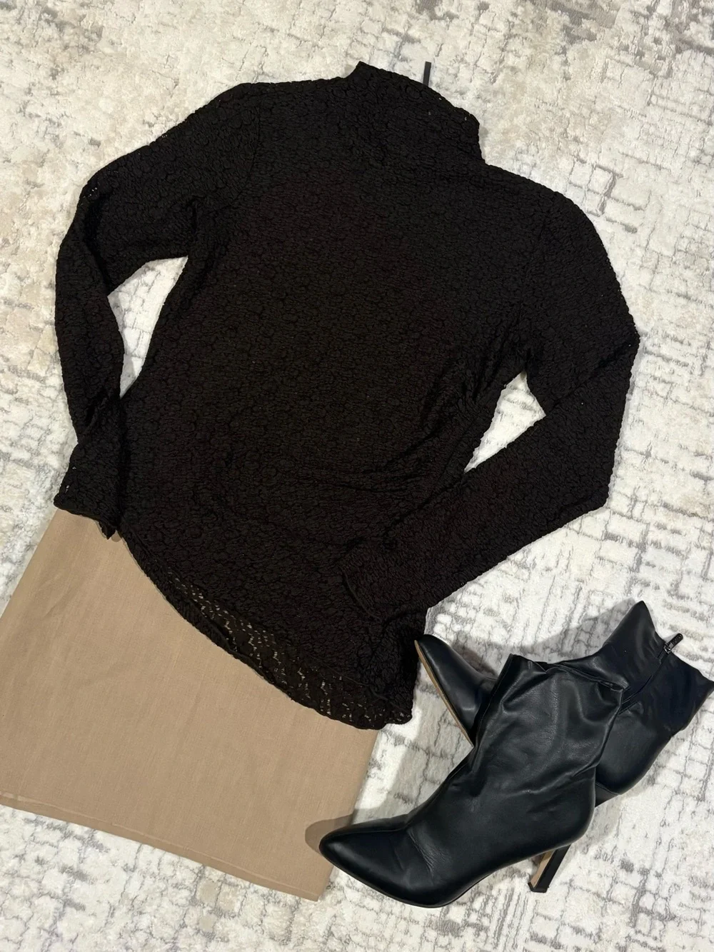 Anthropologie Smocked Lace Long-Sleeve Top